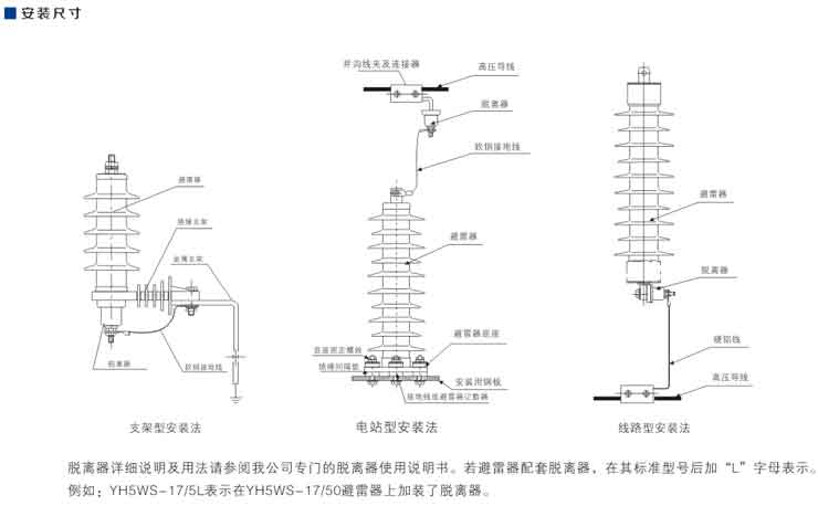 35kv以下电压等级避雷器采用绝缘托架安装.
